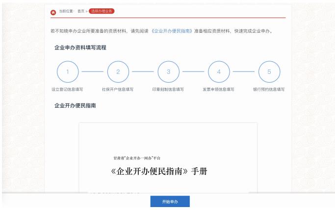 企業(yè)開辦引導(dǎo)頁面