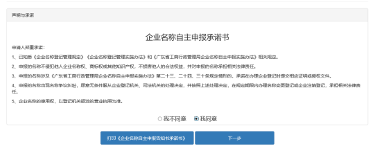 打印《企業(yè)名稱(chēng)自主申報(bào)承諾書(shū)》