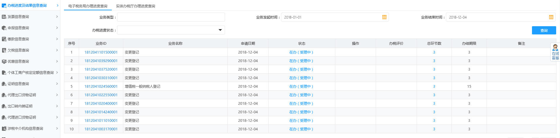 河南省電子稅務局辦稅進度及結(jié)果信息查詢