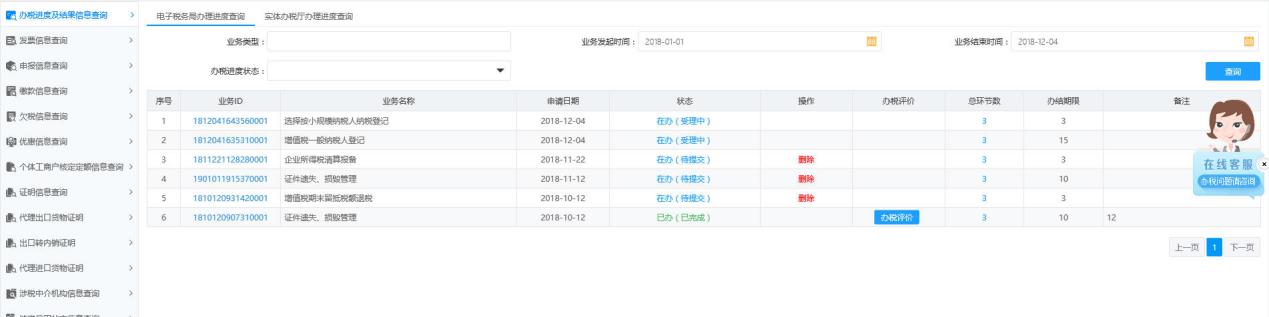 河南省電子稅務(wù)局辦稅進度及結(jié)果信息查詢