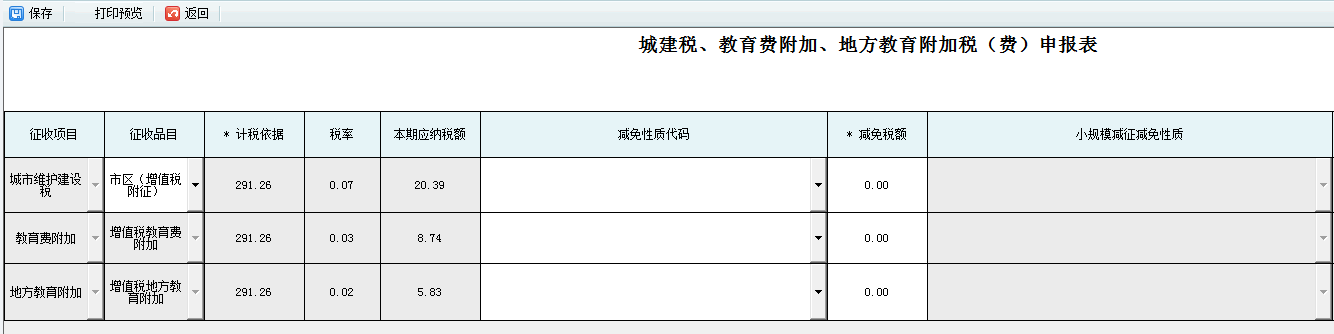 填寫附加稅（費）申報表