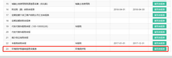 點(diǎn)擊【填寫申報(bào)表】進(jìn)入環(huán)境保護(hù)稅基礎(chǔ)信息采集表