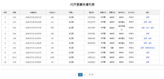 代開增值稅普通發(fā)票申請列表