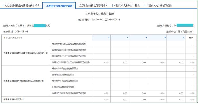 填寫(xiě)【本期準(zhǔn)予扣除稅額計(jì)算表】