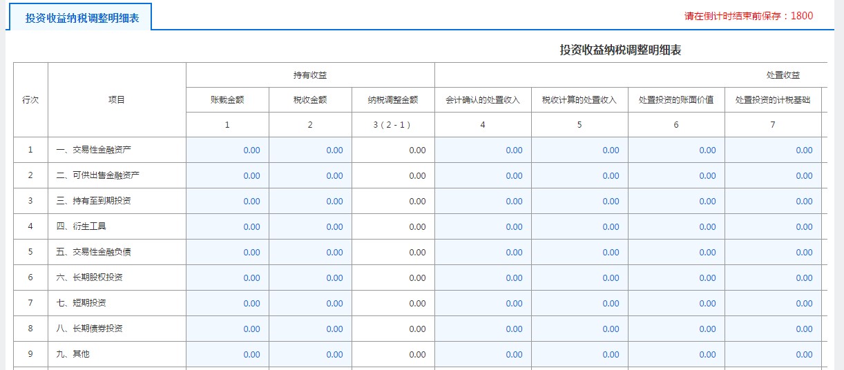 A105030投資收益納稅調(diào)整明細表