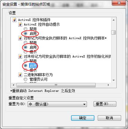 activex控件和插件所有選項設(shè)置為啟用