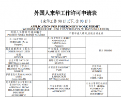 外國(guó)人來(lái)華工作許可申請(qǐng)表